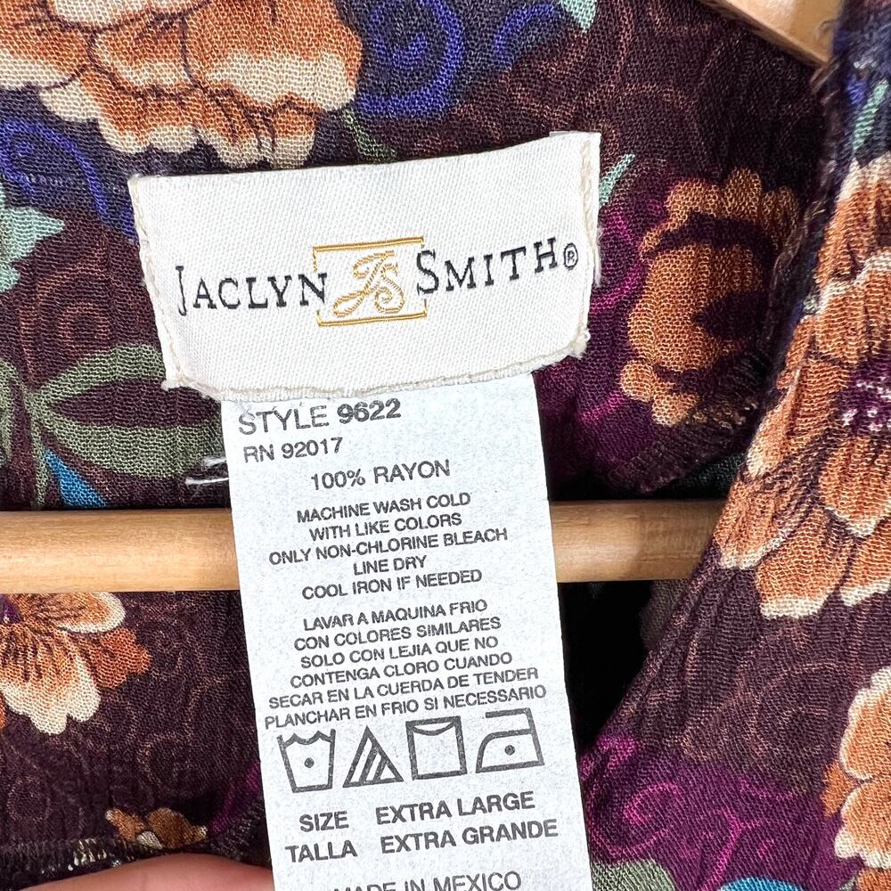 Vintage Jaclyn Smith Dark Floral Blouse Extra Large - Picture 3 of 7